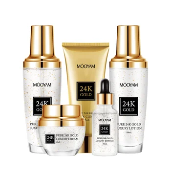 Private Label 24K Gold Glowing Whitening Facial Kit Women Moisturizing Skin Care Set Face Anti-aging Wrinkle Skin Care Gold Set