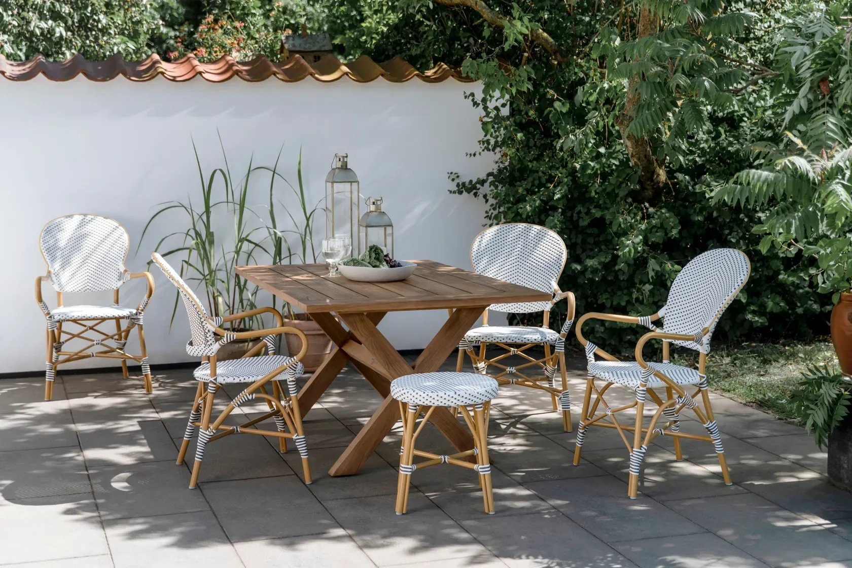 Outdoor Balcony Garden Stools French Paris Bistro Rattan - Main Image