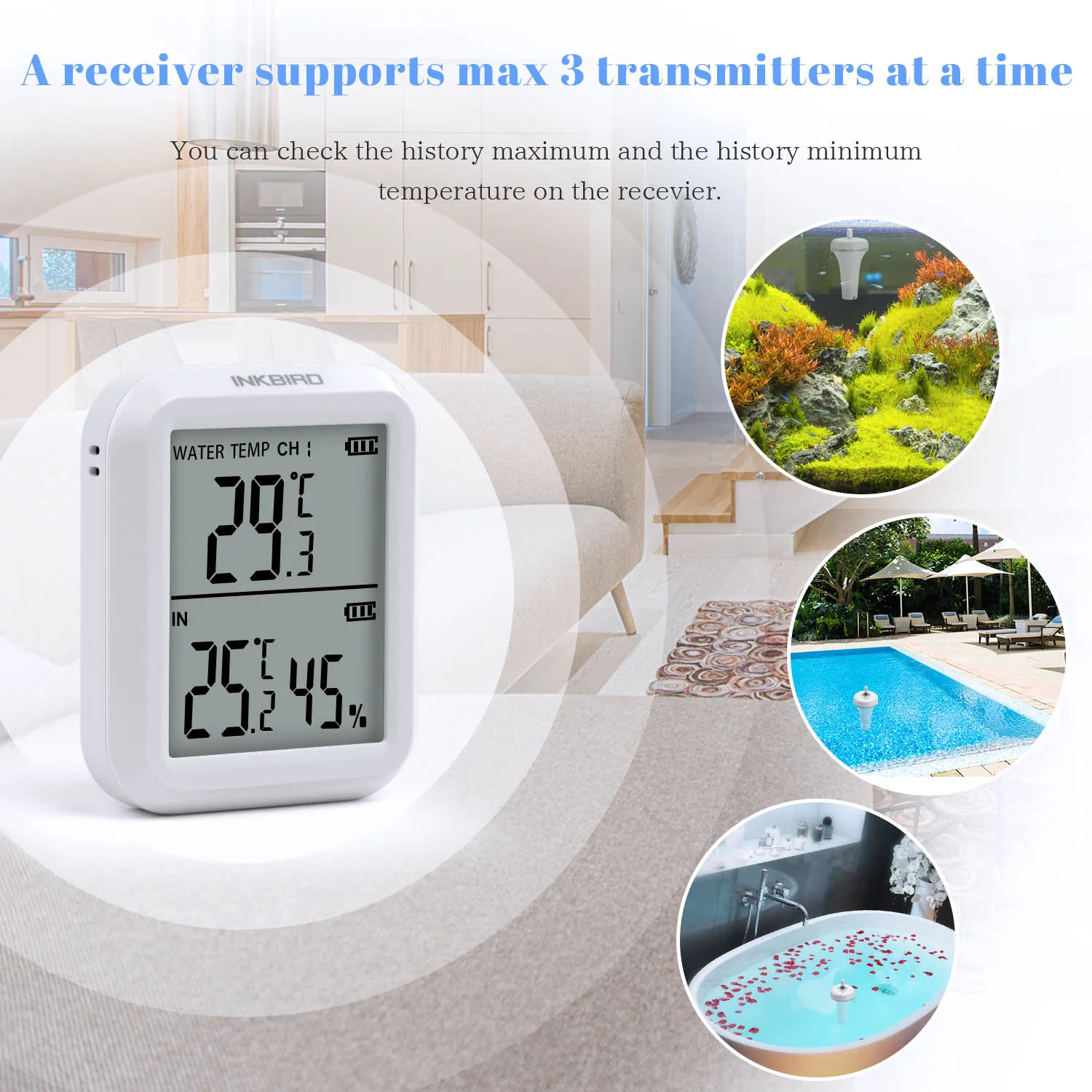 Digital Thermometer Wireless Connection LCD Display 3 Channels Waterproof  Swimming Pool Temperature Measuring Meter - AliExpress