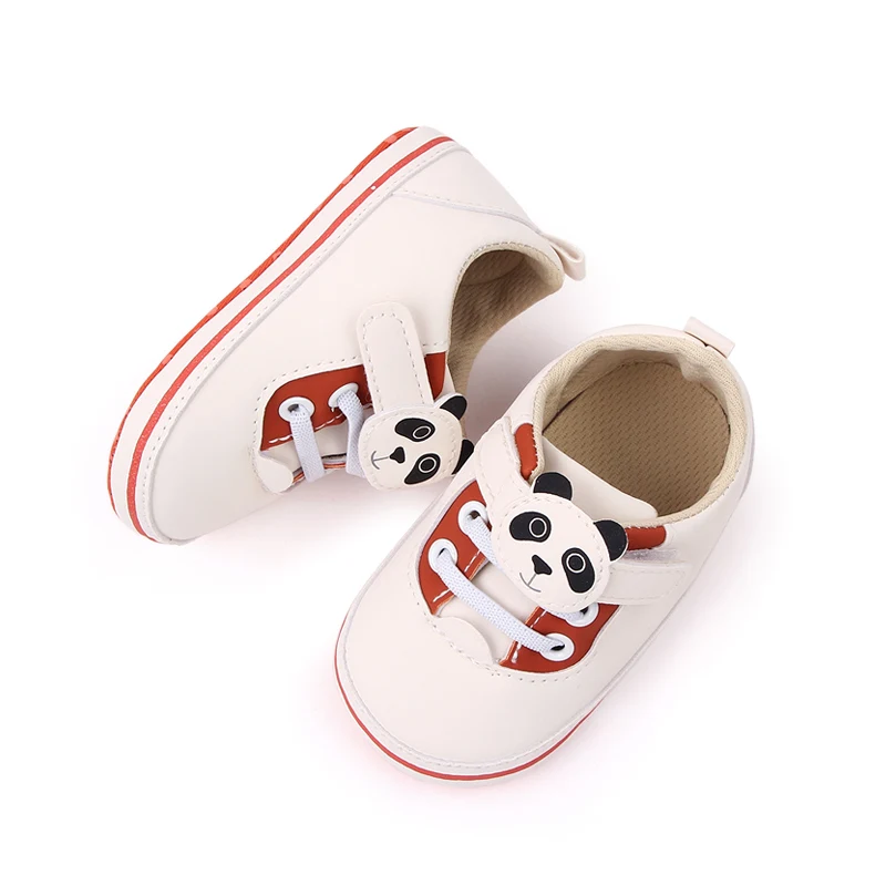 Cute Panada Design Hook&loop Soft Leather PU Baby Toddler Boys and Girls Shoes Newborn Infant Unisex Shoes supplier