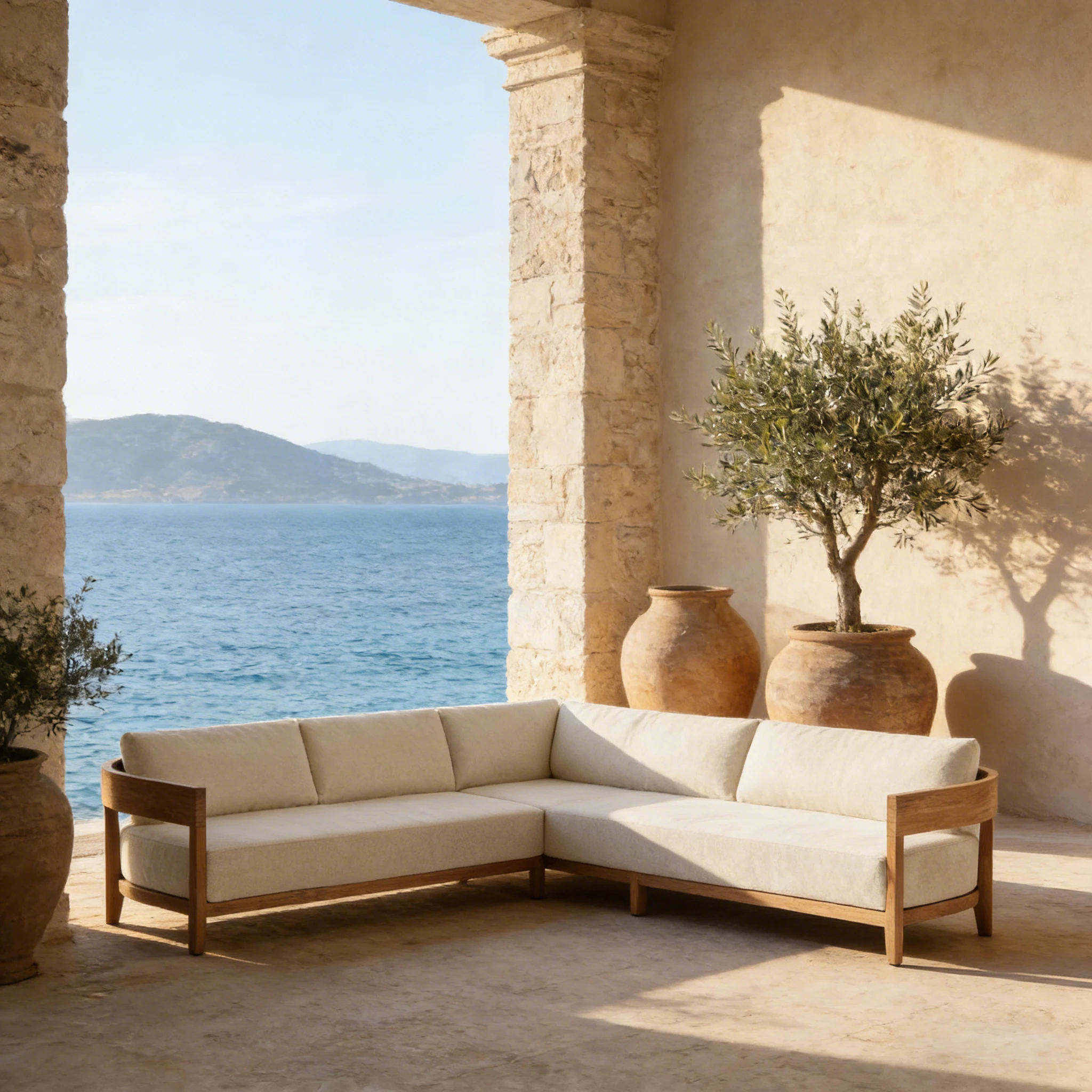 Flexible L-Shape Corner Sofa Set Featuring Quick Dry Cushions and Sturdy Frame for Resort Terrace and Villa Lounge