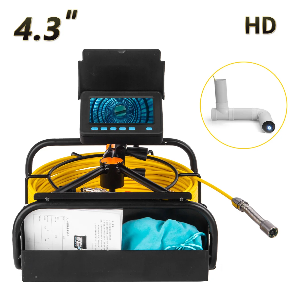 Manufactory Pipe Inspection Camera with 23MM Camera 12Leds DVR Video Recording,Sewer Drain Industrial Endoscope IP68 8500mAh Battery for Plumber