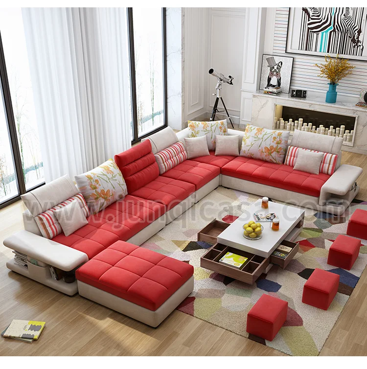 Modern Sofa Set Furniture Living Room Sectional Sofas L-shaped Fabric ...