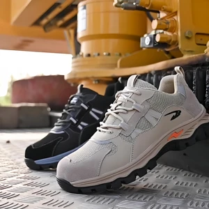 Canvas Mesh Athletic Sport Style Safety Shoes Light Weight Lace-Up Protective with Steel Toe