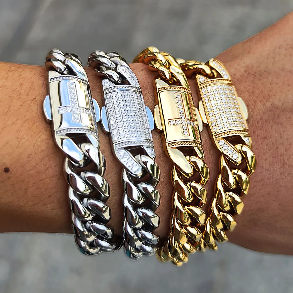 Gold Cuban Chain Bracelet 18K Gold Bracelet Mens Gold - Etsy UK | Bracelets  for men, Stainless steel chain bracelet, Mens gold bracelets