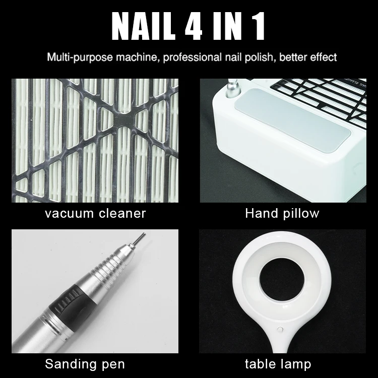 AT-NM-016 OEM Powerful Electric 4 in 1 Nail Drills Suction Nail Beauty Cleaner Machine Nail Dust Collector Home Use Manicure factory