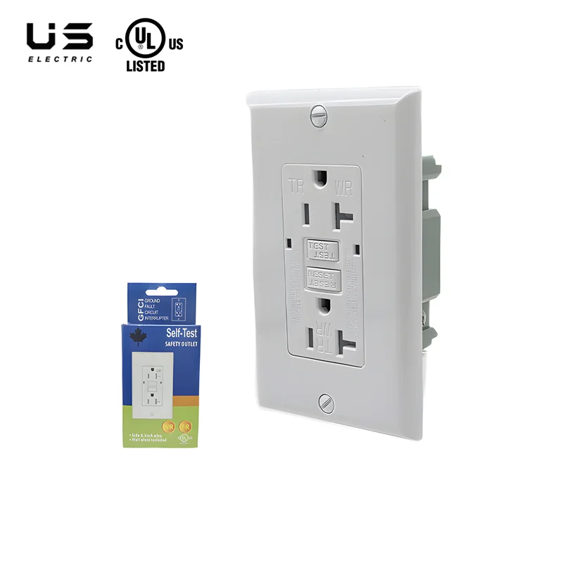 Tamper-Resistant Self Test Gfci Outlet 20 Amp TR WR Gfci Receptacle Electrical Power Socket 125V GFCI Outlets with Wallplate