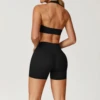 Set corto in vita a doppia linea di reggiseno nero all'americana