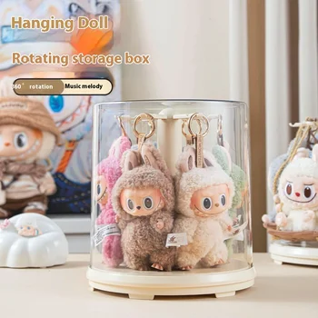 Rab Handmade Cloth Pendant Display Box Transparent Rotating Labubu Plush Toy Doll Storage Rack for Business Promotional Gift