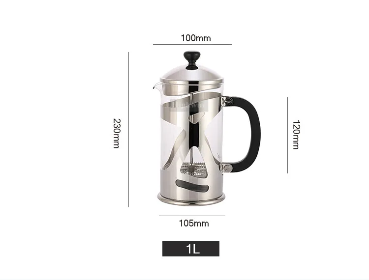 Highwin Insulated Cold Brew Heat Resistant Stainless Steel French Press Borosilicate Glass 3843