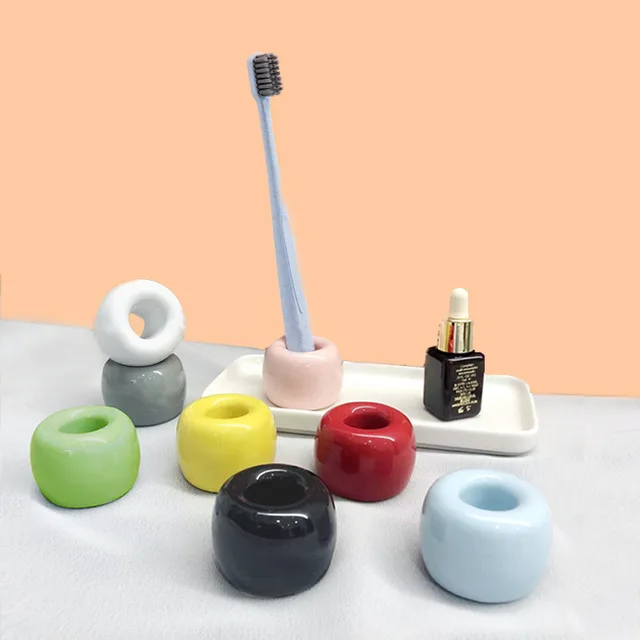 Mini Ceramic Toothbrush Holder Stand Small Ceramic Ring ceramic toothbrush holder cute
