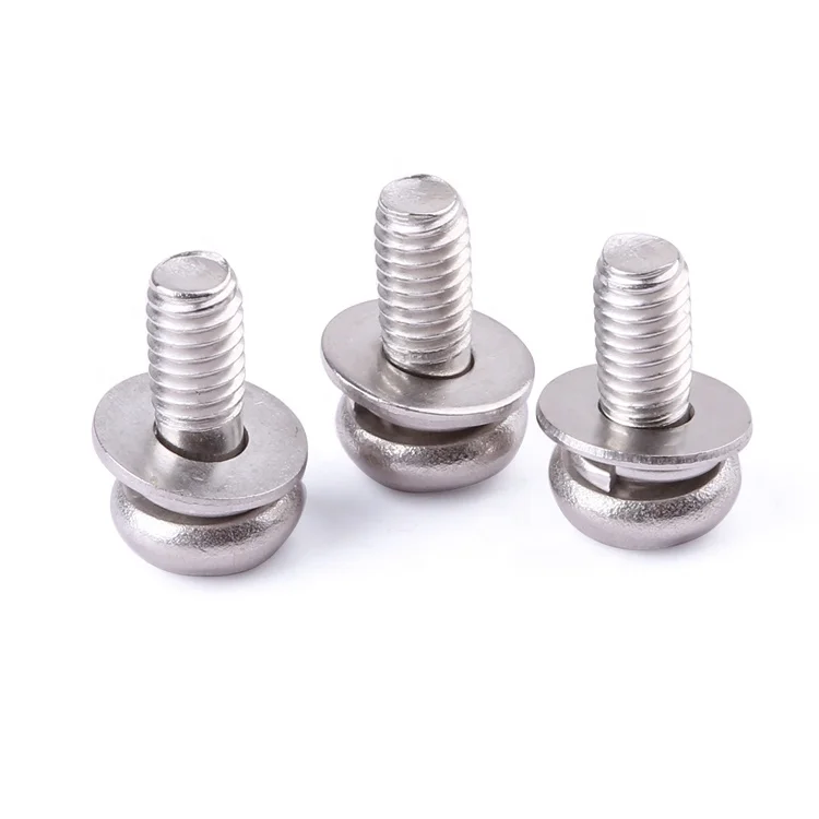 Hot item fastener stainless steel M2-M8 pan head sems machine combined screw with flat washer sems screw