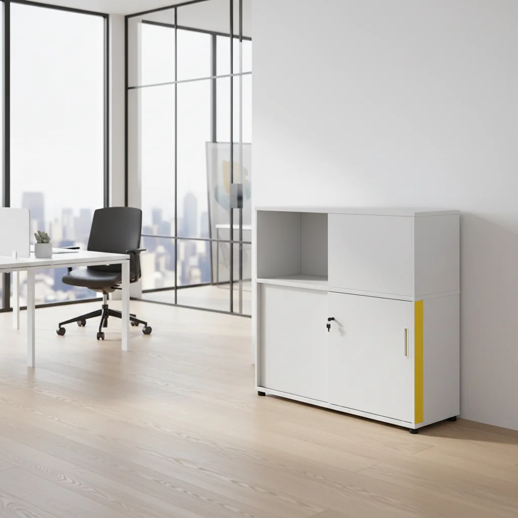 Compact Single Sliding Door Filing Cabinet Storage Solution Solid Wood Eco-Friendly Large Capacity Home Office Organization 5