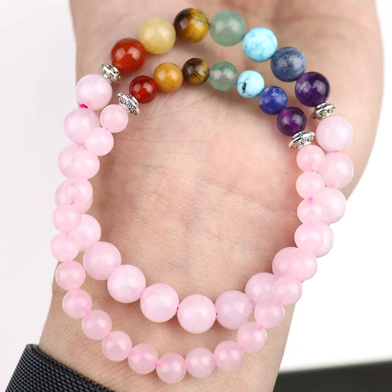 Custom 7 Seven Chakra Natural Stone Bracelets Jade Healing Crystal Beaded Bracelet for Women Girls