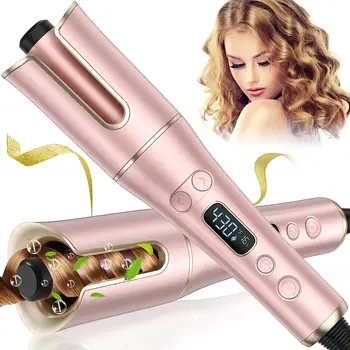 Factory Supplies Adjustable Temperature LCD Display Hair Curler Automatic Rotating Crimping Curling Iron