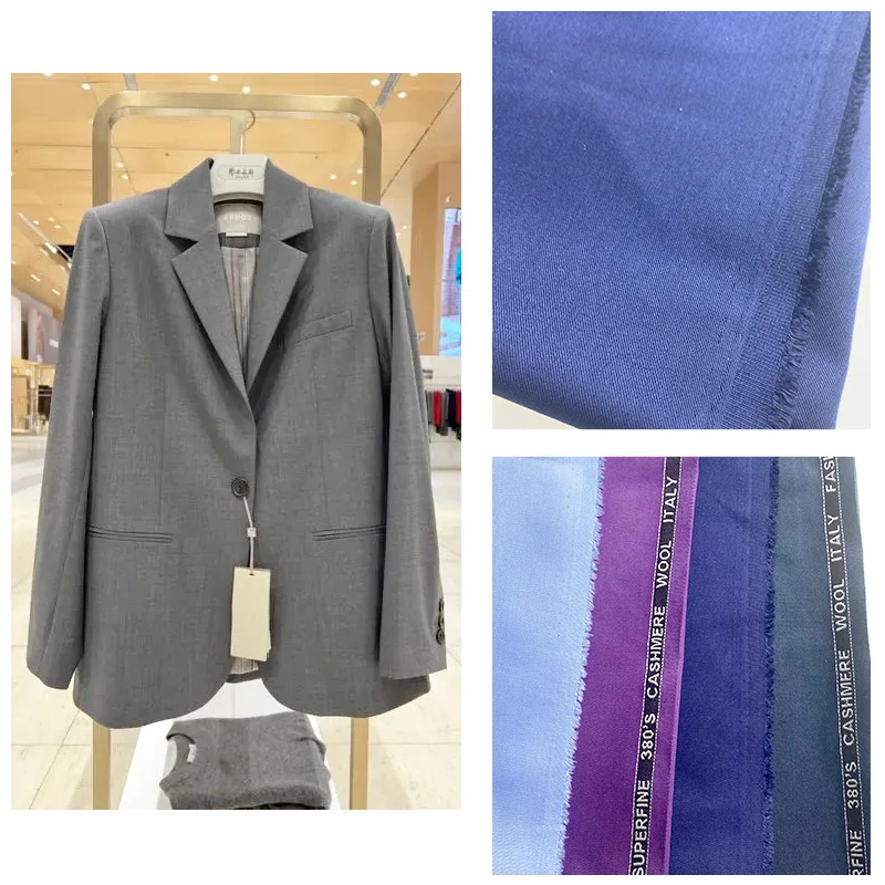 Suiting customize Tweed Tr Suit Fabric Cashmere Wool Plain Fabric Men's Suiting Materials With English Selvedge