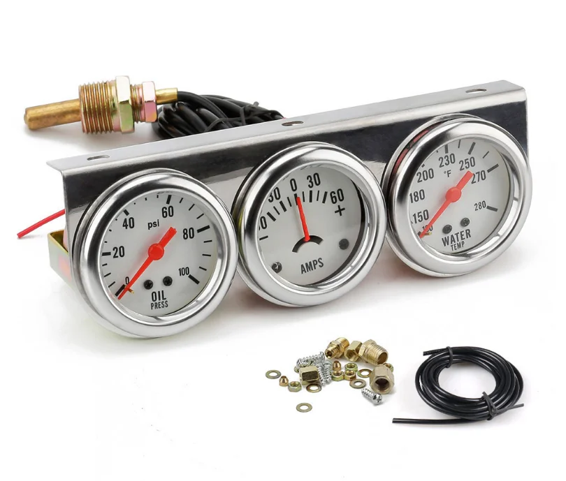 汽车改装机械 temp meter   油压 meter   电流表三重组合仪表 12v