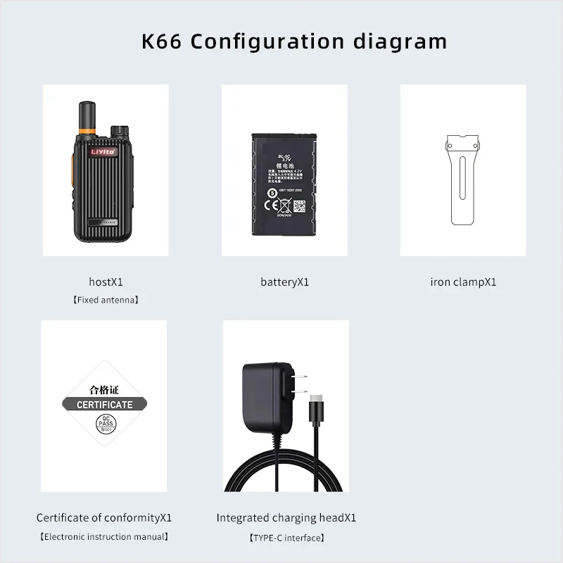 LiYiTo K66 Handheld Wireless Communication Two Way Radio Both Analog Mini Walkie Talkies for Kids Ham Radio