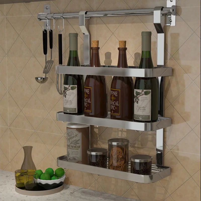 Estante de cocina de acero inoxidable, plato plegable montado en la pared, tubo de palillos chinos, botella para condimento, tapa, estante de almacenamiento de platos