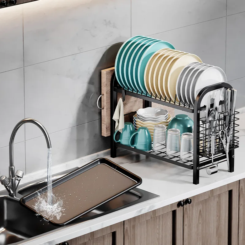 Kitchen Multifunctional Standing Type Drying Dish Rack Chopsticks and Knife Storage Box Holder