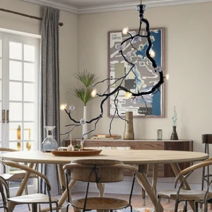 All-Copper Magnolia Flower Chandelier Wabi-Sabi Retro Style for Hotels New Chinese Living Dining Room Pendant Lighting