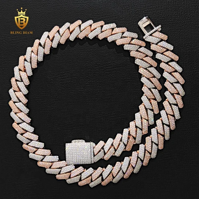 Wholesale Hip Hop Jewelry Double color bracelet 18mm Full AAAAA+ CZ diamond classical design cuban link chain