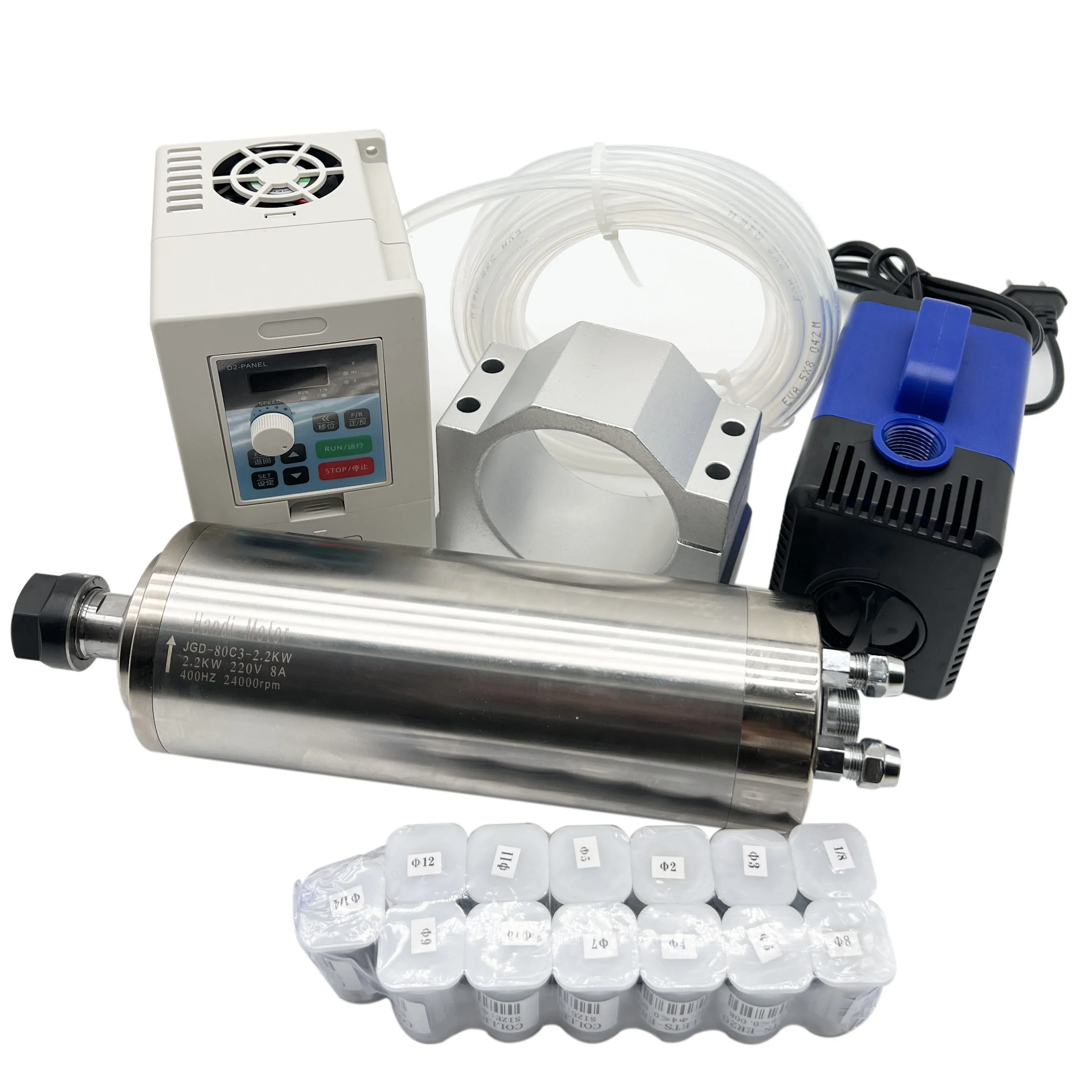 Moteur De Broche CNC 2,2KW Refroidi Par Air 24000 Tr/min ER20 Avec Variateur VFD – Kit Complet