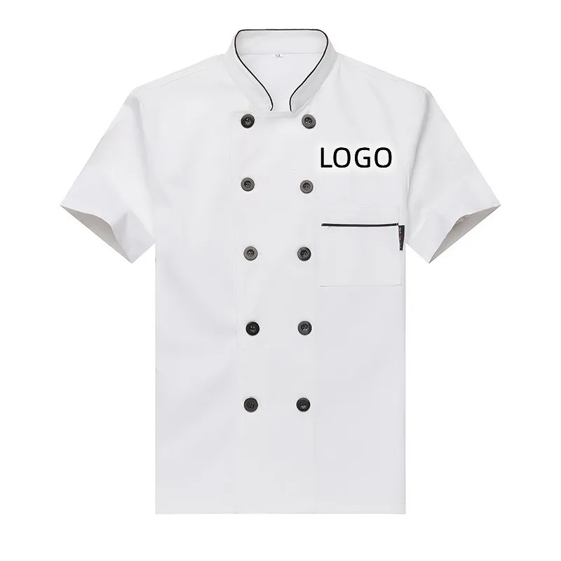 Professional Custom Logo Solid Color Unisex Fashion Waiter Hotel Chef  Jacket Restaurant Uniforms Breathable Chefs Kitchen Coat