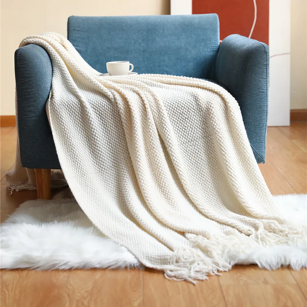 Hot Selling Throw Sofa Blanket Acrylic Knit Blanket Decorative Soft Nap ...