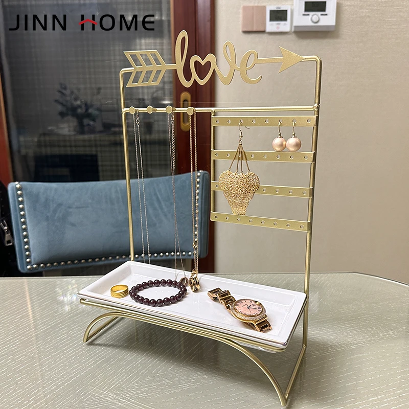 Gold Wire Plate Rack Metal Shelf Luxury Jewelry Storage Necklace ...
