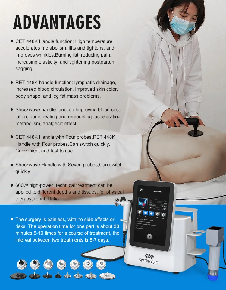 SWTPHYSIO CET RET 448k Body System Lifting Tightening Fat Burning Lymphatic Drainage Skin Rejuvenation