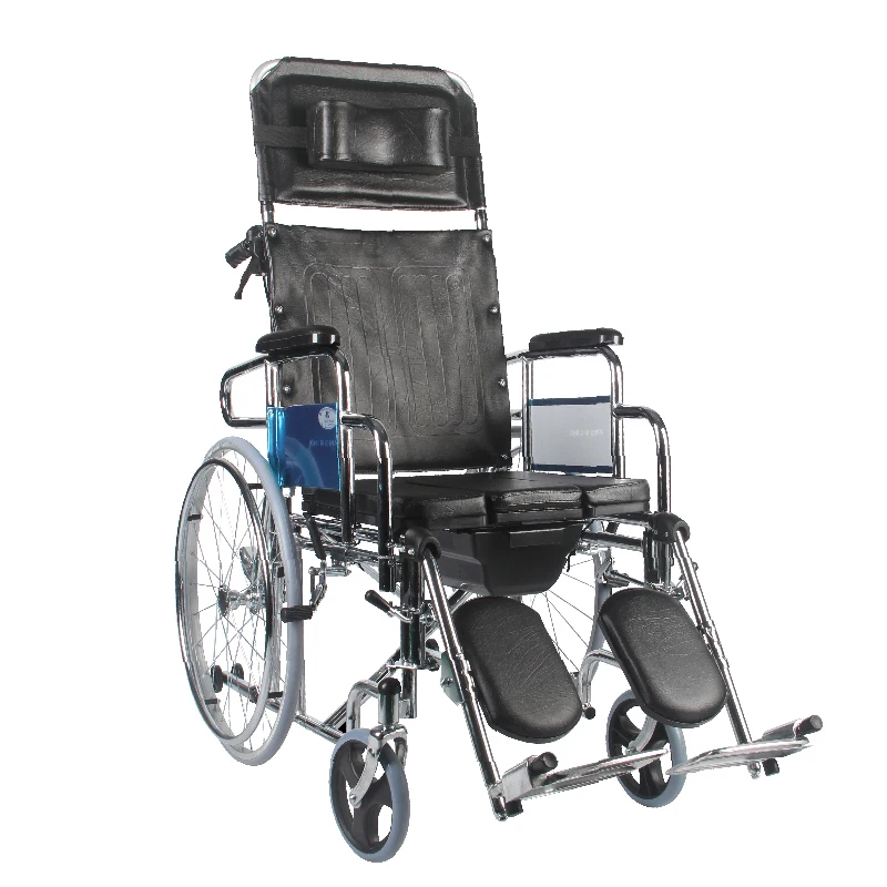Kaiyang KY608GC Additional Backrest Lie Flat at 180 Degrees  Adjustable Footrest Removable Armrest Steel Commode Wheelchair