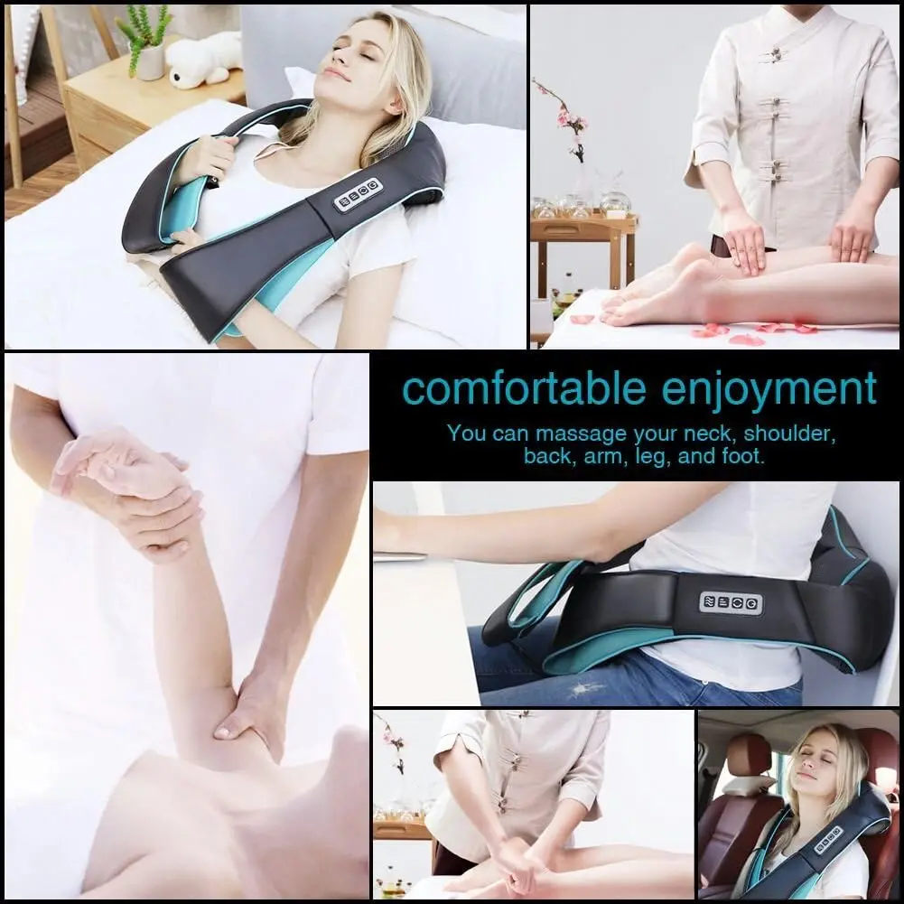 High Quality Neck Shoulder Massager with Heat Deep Tissue Kneading Body Muscle Pain Relief Shiatsu Massage for Whole Body