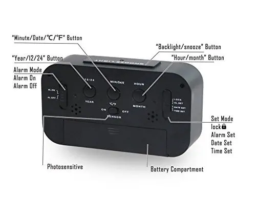 Factory Direct Sale Desk Clock Square Digital Led Clock Calendars Electric Day Light Smart Alarm Clock