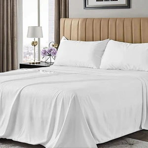 100% Soft Heavy Weight Double Brushed Knitted Cotton 300tc Sheet Set with Plaid Style Luxury Comfort Bedding