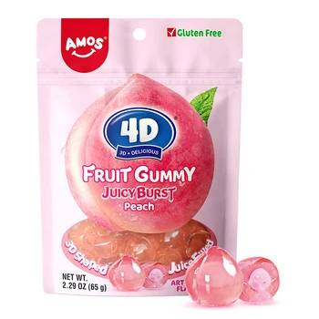 Wholesale Custom Amos 4d Gummy 3d Peach Fruit Gummy Candy With Real 