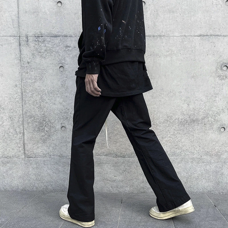 Black Men Flare Trousers Pants 