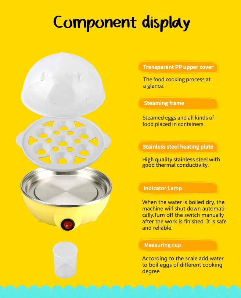 Household Automatic Mini Capacity Egg Cooker Food Heating Steamer