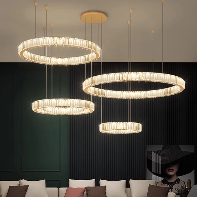 Sala de estar moderna atmosfera simples quarto criativo anel novo lustre restaurante