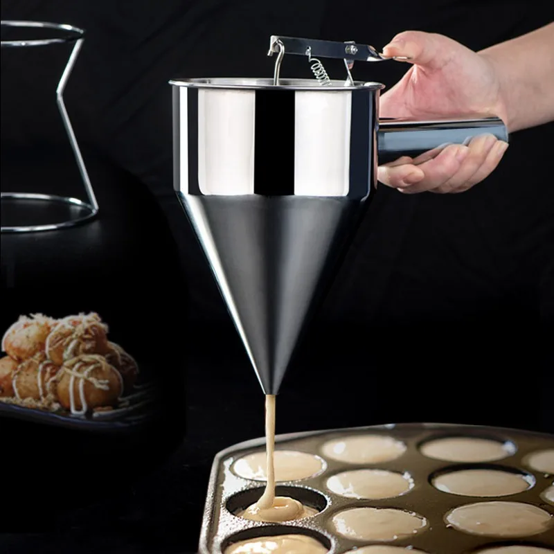 Cone-Shaped Stainless Steel Batter Funnels with Frame Dishwasher-Safe Dispenser Separator for Ovens Free Sample Available