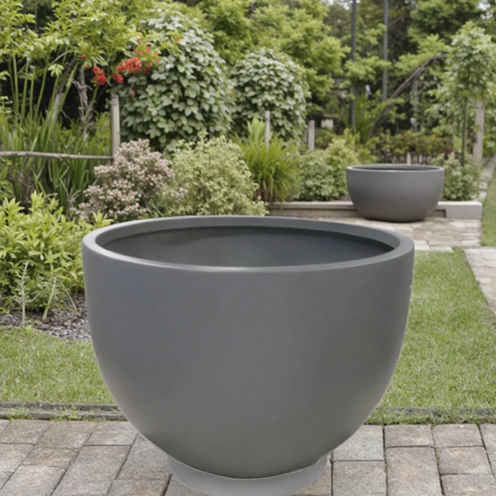 2025 Factory Direct Sales American Design Light Weight Environmental Outdoor Large Round Fiberglass Flower Pots