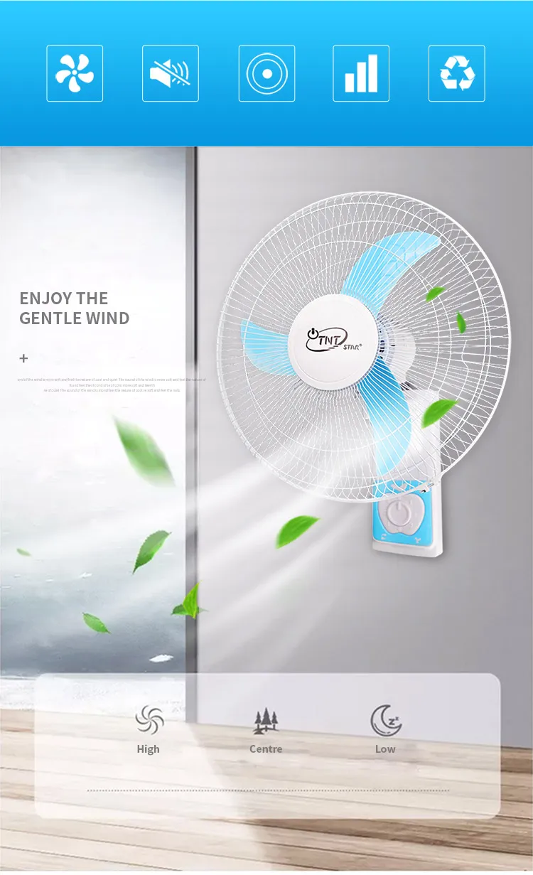 TNTSTAR TG-1140I+ Solar wall fan wall solar fan 16 inch mount oscillating high speed ac dc 12v 220v big small room Home Remote