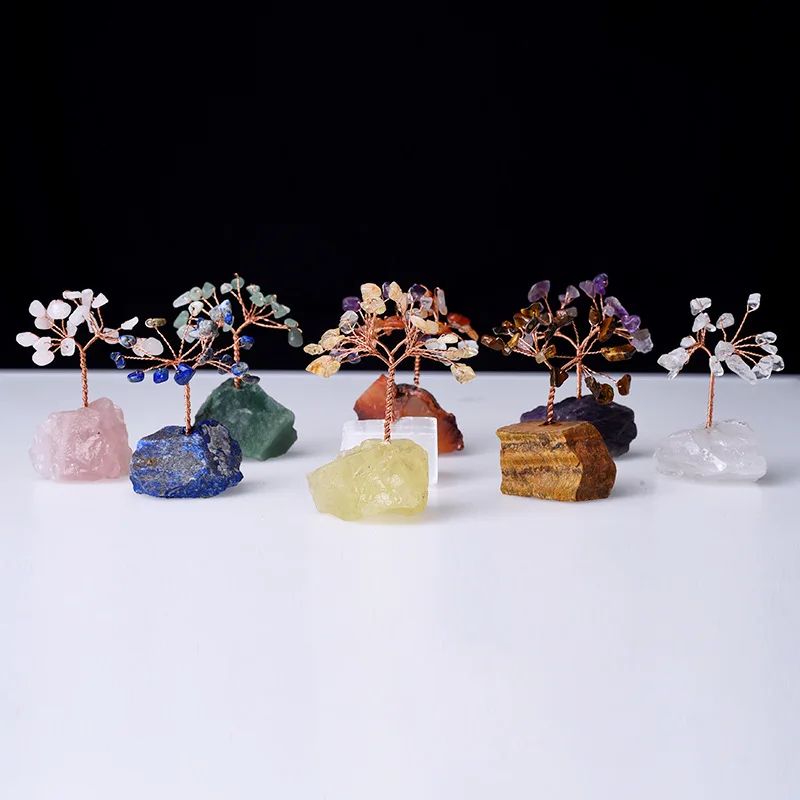 Wholesale Rough Stone Base Money Tree Healing Stones Crystals Lucky Tree Money Tree  for Decoration
