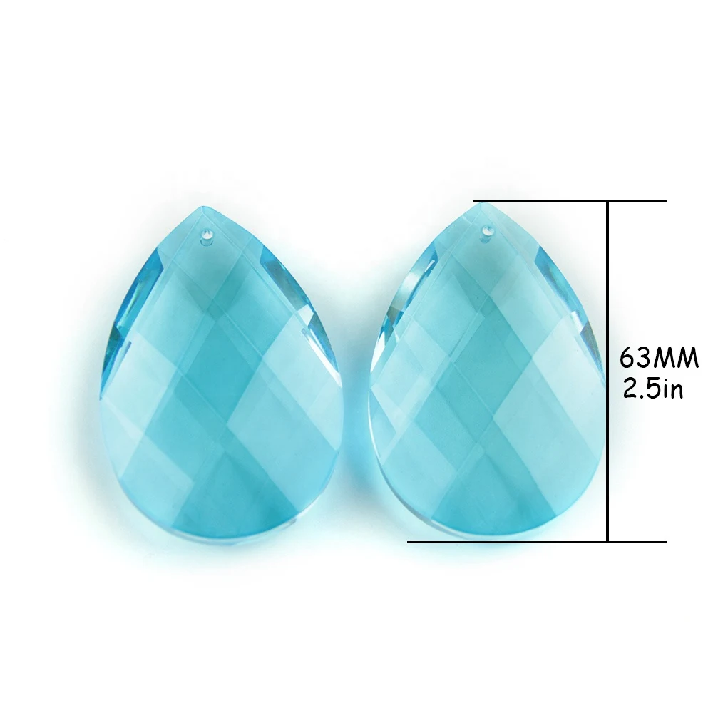 63 мм аквамариновая огранка в форме миндаля, хрустальные аксессуары для освещения, люстра, лампа, подвески-капли, бусины, украшение для люстры
