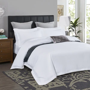 Wholesale Luxury 100% Cotton Hotel Linen White Flat Fitted Sheet Set King Twin Sizes Simple Plaid for Home Bedroom Hospital Use