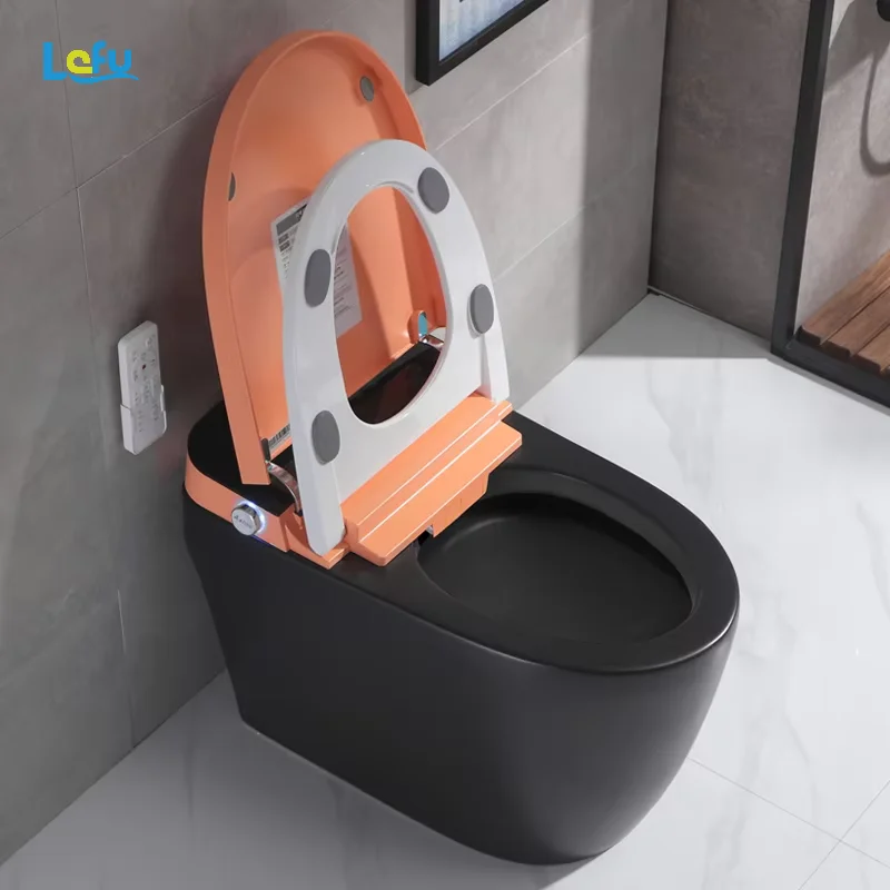 Matte Orange Gray Color Automatic Flush Wc One Piece Ceramic Bathroom Smart Intelligent Toilet