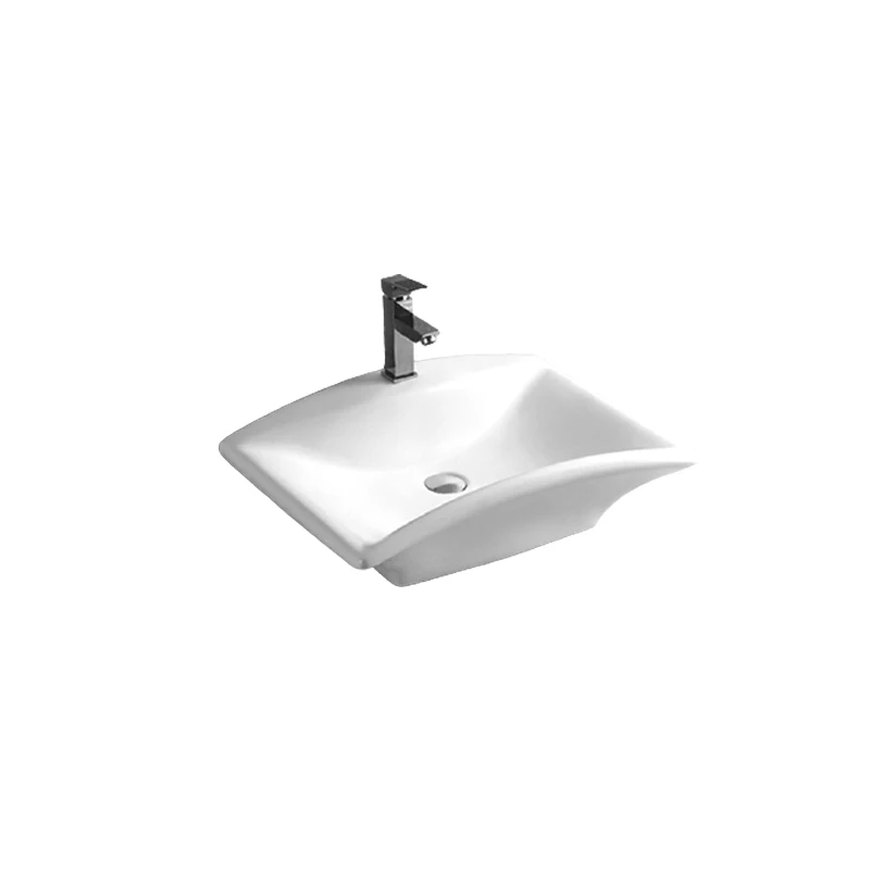 creative design with faucet hole ceramic white wash basin 8388