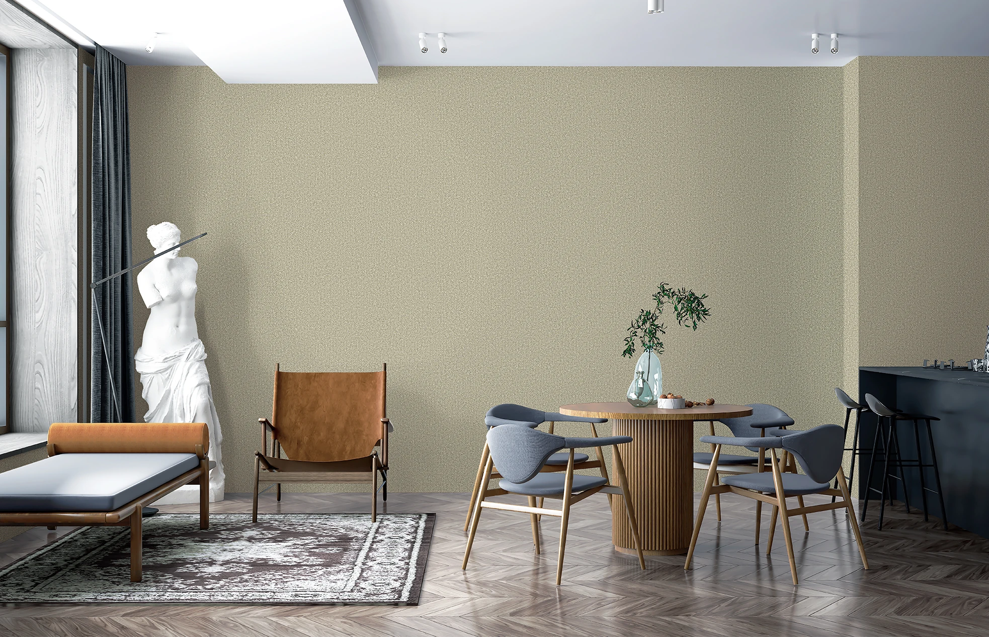 Classic Straw Texture Wallpaper Plain Solid Color Wall Paper Simple Modern Non Woven Wallpaper