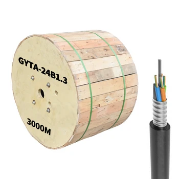 Armored Stranded Loose Tube Fiber Optic Cable 4 6 8 12 24 48 72 96 Core GYTA Outdoor PE Customizable Fibra Optica De 24 Hilos