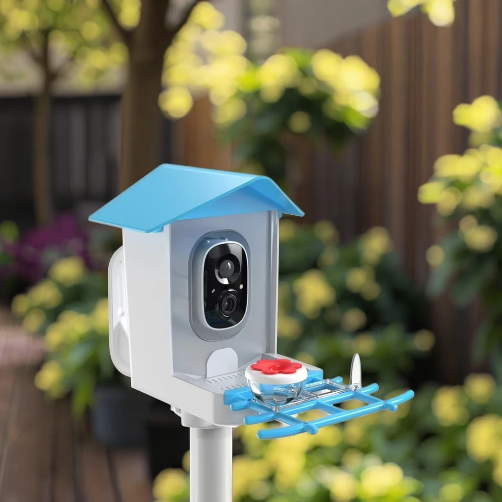1080P Intelligent Bird Watching Feeding Camera Wide-Angle Solar Powered Battery PTZ Features Remote Viewing APP SD Card Storage
